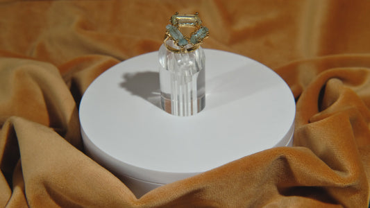 Rough Cut Aquamarine Ring in Yellow Gold